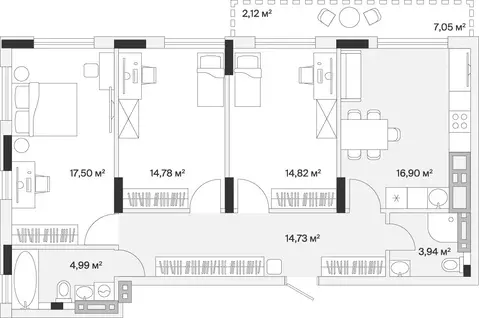 3-комнатная квартира: Малое Исаково, Первая улица, 1к2 (90.6 м)