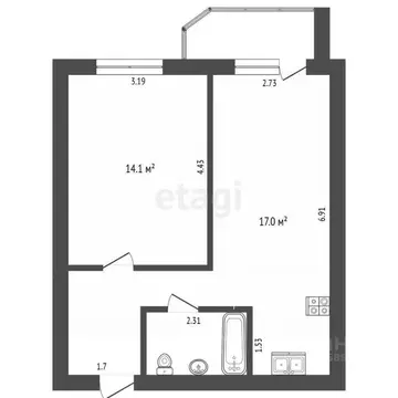 1-к кв. Вологодская область, Вологда Архангельская ул., 12 (40.6 м)