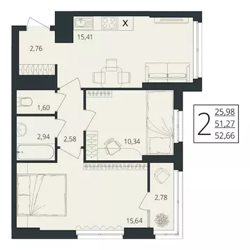 2-к кв. Волгоградская область, Волгоград ул. Степана Разина, 27/1 ...