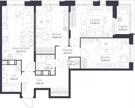 3-к кв. Ленинградская область, Сертолово Всеволожский район, Верен ...