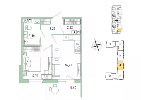 1-к кв. Ленинградская область, Гатчина Въезд мкр,  (38.74 м)