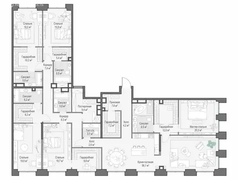 5-комнатная квартира: Москва, жилой комплекс Лайф Тайм (282.9 м)