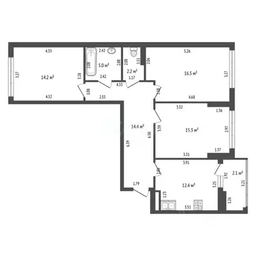 3-к кв. Калининградская область, Калининград проезд Крымский, 2 (82.1 ...