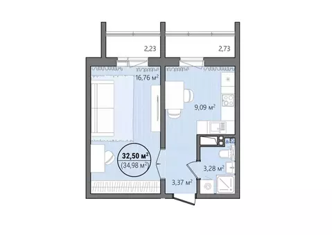 1-к кв. Челябинская область, Челябинск ул. Труда, 14 (37.78 м)