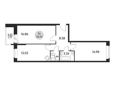 2-к кв. Московская область, Щелково Полевая ул., 4А (60.01 м)