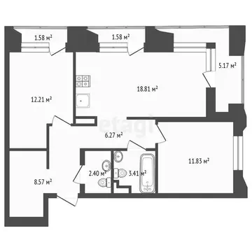 2-комнатная квартира: Тюмень, улица Судостроителей, 42к1с1 (63.5 м)