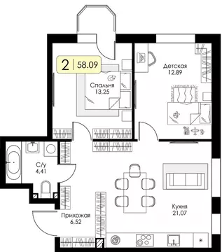 2-к кв. Ленинградская область, Всеволожский район, Романовское с/пос, ...