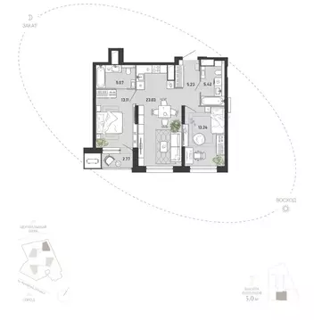2-к кв. Тульская область, Тула ул. Фридриха Энгельса, 74 (67.87 м)