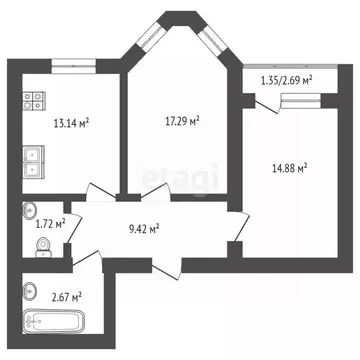 2-к кв. Самарская область, Самара Московское шоссе, 18-й км, 7А (64.0 ...