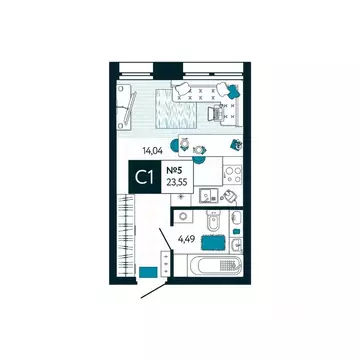 Студия Тульская область, Тула ул. Чмутова, 158Д (23.55 м)