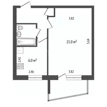 1-к кв. Тамбовская область, Тамбов ул. Рылеева, 51 (37.5 м)