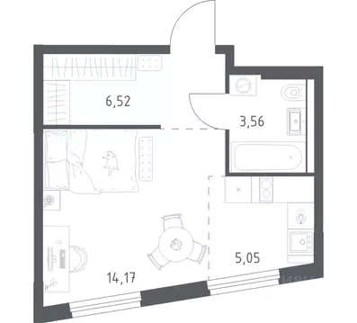1-к кв. Башкортостан, Уфа ул. Минигали Губайдуллина, 8к9 (29.3 м)