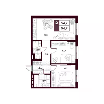 2-к кв. Тюменская область, Тюменский муниципальный округ, д. Дударева ...