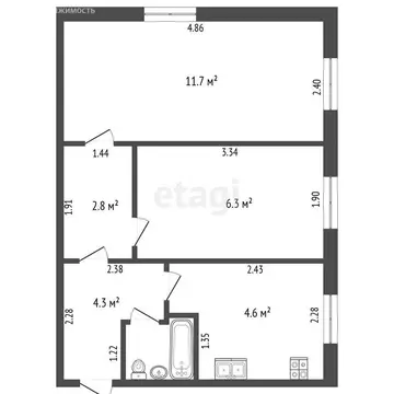 2-комнатная квартира: Нижний Новгород, улица 40 лет Октября, 5 (31.4 ...