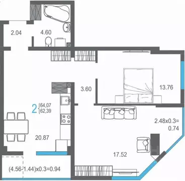2-к кв. Крым, Ялта ул. Кирова, 155Ак2 (64.07 м)