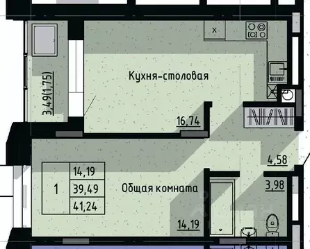 1-к кв. Саха (Якутия), Якутск пос. Геологов,  (41.24 м)