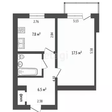 1-к кв. Крым, Симферополь ул. Лексина (37.0 м)