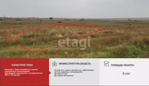 Участок в Крым, Черноморский район, Оленевское с/пос, с. Оленевка  ...