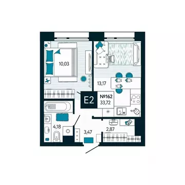 1-к кв. Тульская область, Тула ул. Чмутова, 158Д (33.72 м)