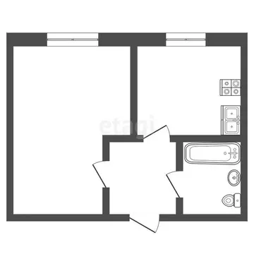 Квартира, 1 комната, 21.2 м