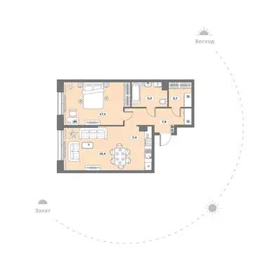 1-к кв. Вологодская область, Вологда ул. Возрождения, 35к1 (57.8 м)