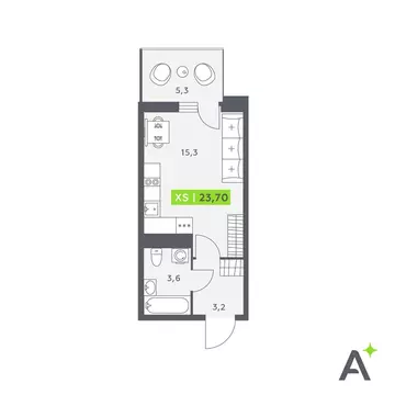 Квартира-студия: Кудрово, Солнечная улица, 4 (23.7 м)