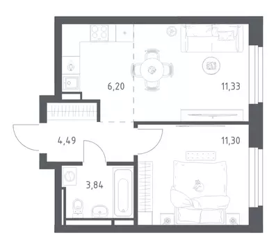 1-комнатная квартира: Ленинский городской округ, ЖК Новое Видное, 13.1 ...
