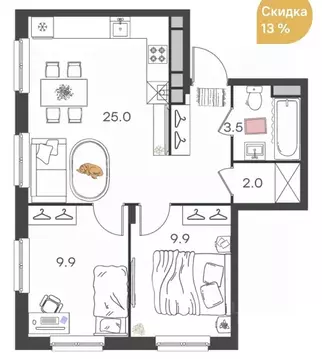 2-к кв. Нижегородская область, Нижний Новгород Культура с/пос, 26А ...