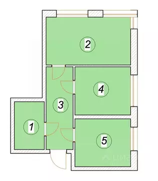2-к кв. Ульяновская область, Ульяновск Бакинский пер. (56.11 м)