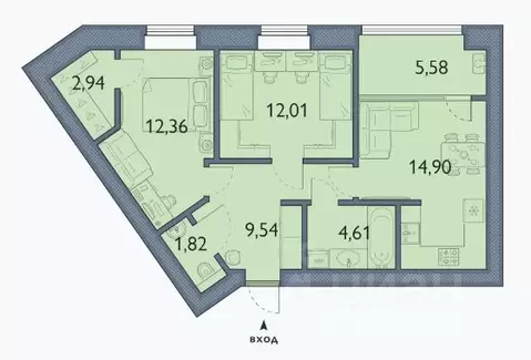 2-к кв. Брянская область, Брянский район, пос. Мичуринский, ...