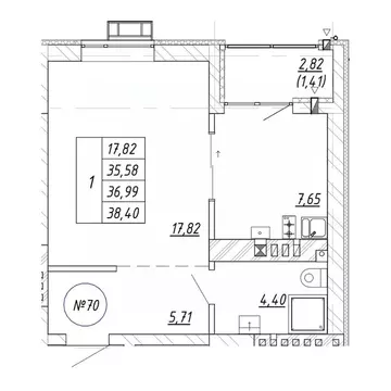 1-к кв. Калининградская область, Зеленоградск  (36.99 м)