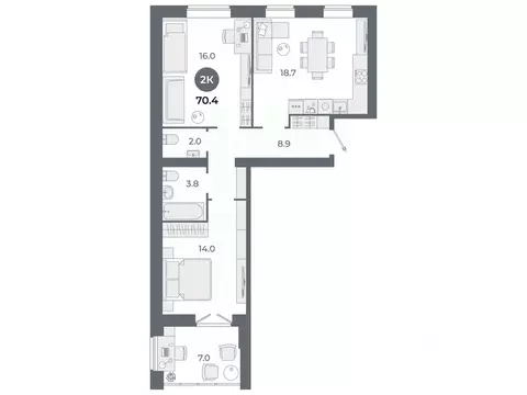 2-к кв. Ивановская область, Иваново Староглинищевская ул., 19/23 (70.4 ...