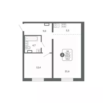 2-к кв. Кировская область, Киров ул. Потребкооперации, 34 (53.2 м)