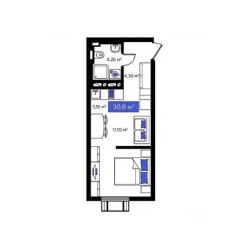 1-к кв. Приморский край, Владивосток Визионер жилой комплекс (30.8 м)