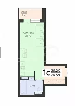 Квартира-студия: Воронеж, Острогожская улица, 156/2 (24.8 м)