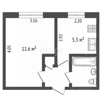 1-к кв. Вологодская область, Вологда ул. Можайского, 72 (21.3 м)
