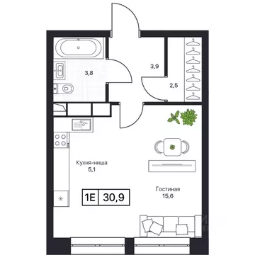 Студия Московская область, Пушкино Пушкино Град жилой комплекс (30.7 ...