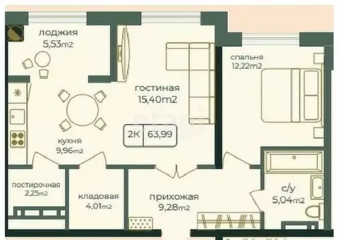 2-к кв. Дагестан, Каспийск просп. Акулиничева (63.99 м)