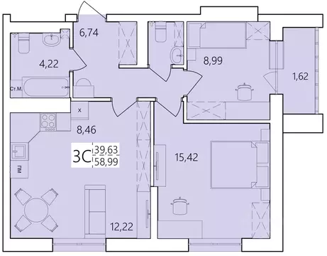 3-к кв. Башкортостан, Уфа ул. Пожарского, 237 (58.99 м)