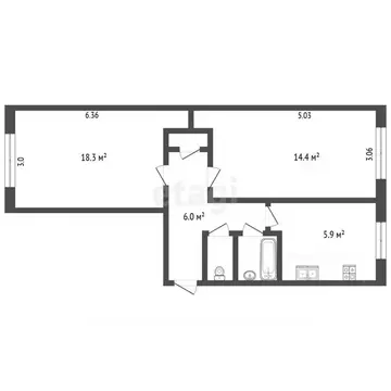2-к кв. Вологодская область, Вологда ул. Герцена, 73 (48.4 м)