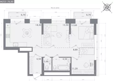 3-к кв. Татарстан, Казань 1712 жилой комплекс (76.9 м)