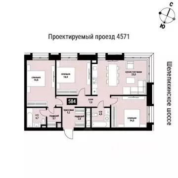3-к кв. Москва Шмитовский проезд, 40 (94.0 м)