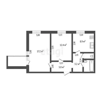 2-комнатная квартира: Тюмень, проезд Стахановцев, 6 (51.1 м)