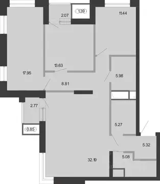 3-к кв. Тульская область, Тула Премьер Парк жилой комплекс (110.77 м)