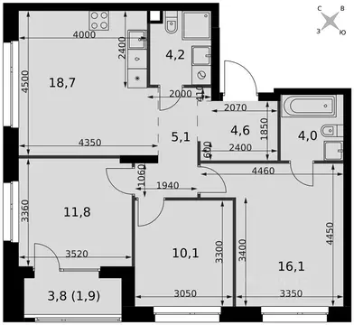 4-к кв. Москва Юго-Восточный ао, Южнопортовый р-н,  (76.5 м)