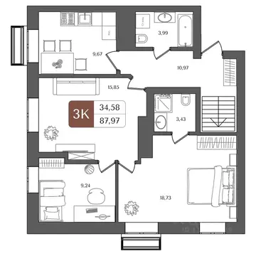 3-к кв. Башкортостан, Уфа Глумилино жилрайон, Холмогоры жилой комплекс ...