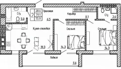2-к кв. Воронежская область, Рамонский район, с. Ямное ул. Генерала ...