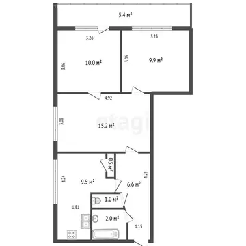 3-комнатная квартира: Санкт-Петербург, улица Дыбенко, 11к1 (54.8 м)