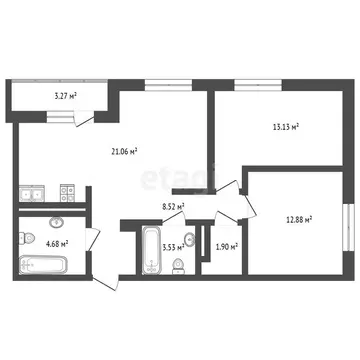 3-комнатная квартира: Тюмень, улица Республики, 204к12 (69 м)