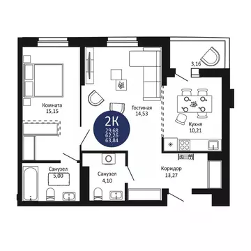 2-к кв. Новосибирская область, Новосибирск 1-й на Рябиновой жилой ...